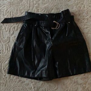 Zara faux leather paper bag shorts